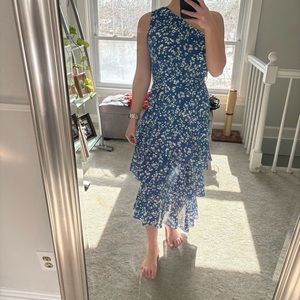One shoulder size small blue floral dress